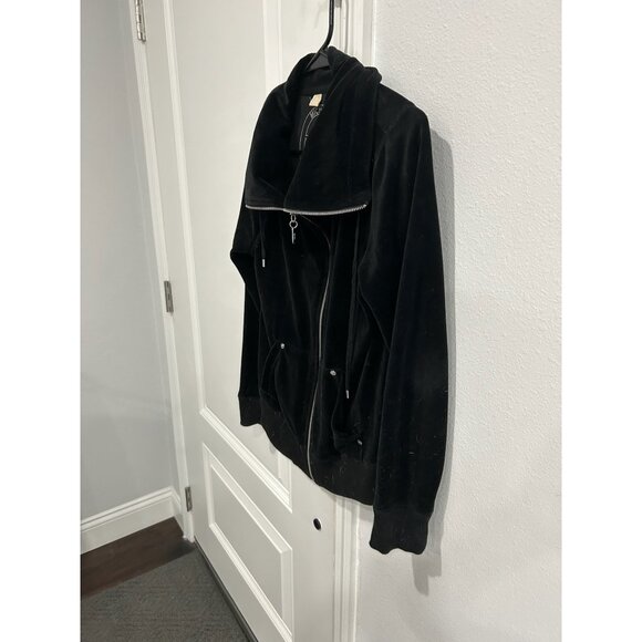 Michael Kors Zip Front Velour Jacket Black Sz Medium Long Sleeve Sportswear - Picture 5 of 11